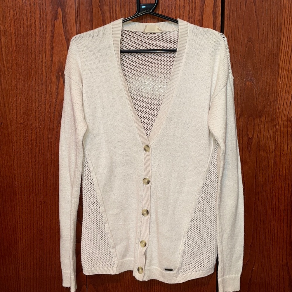 Women’s white Hollister button up cardigan, size M